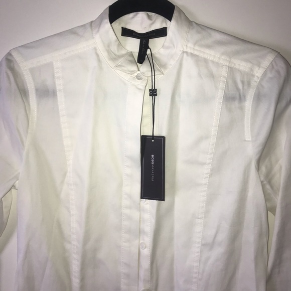 NWT BCBG Casie White Tuxedo Shirt Dress- XS - Picture 3 of 5